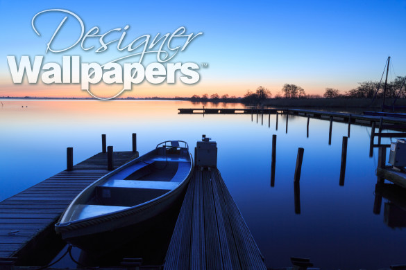 Tranquil, spring dawn in a small marina at a lake.