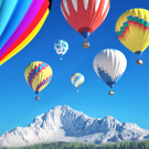 Brightly colored hot air balloons