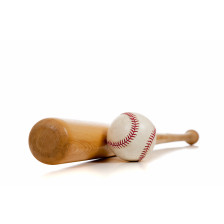 Baseball and wooden bat