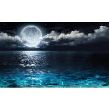 Romantic full moon on sea
